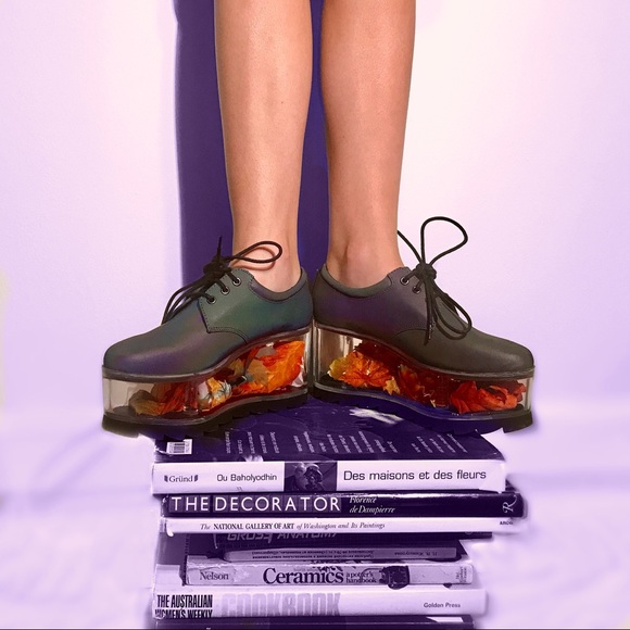 reflective platform shoes